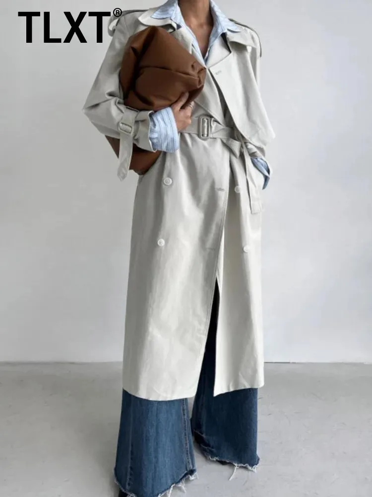 

TLXT женская модная ветровка с лацканами + двубортный плащ без рукавов, жилет, новинка лета 2023 года, XK1422
