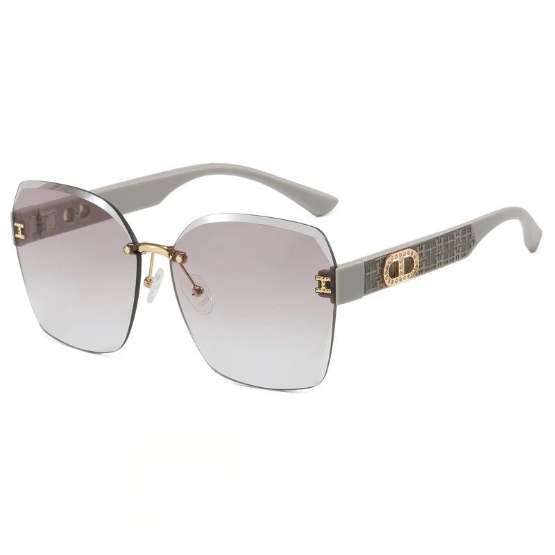 نظارات شمسية مستقطبة مربعة بدون إطار للنساء Douyin Live Stream HD UV حماية للتصوير الفوتوغرافي إطار معدني خفيف الوزن #5