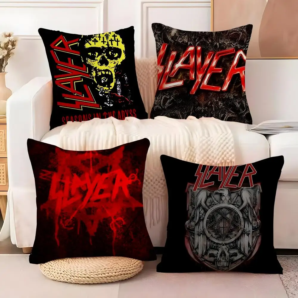 S-Slayer Heavy Metal Rock Band Cushion Cover  Plush Fabric Soft Double Sided Print Sofa Cushion Cover Throw Pillow Covers