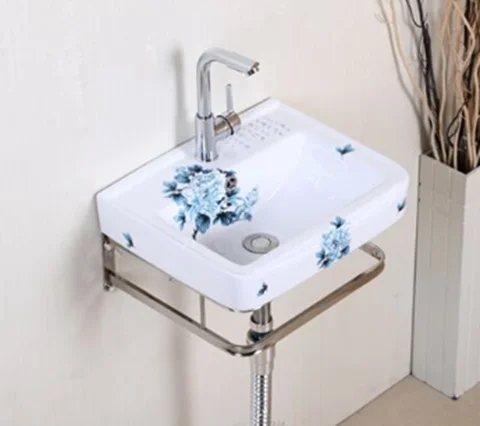 

Mini wash basin small apartment bathroom hanging basin balcony color wash basin ceramic surface pool plate simple wall hanging t