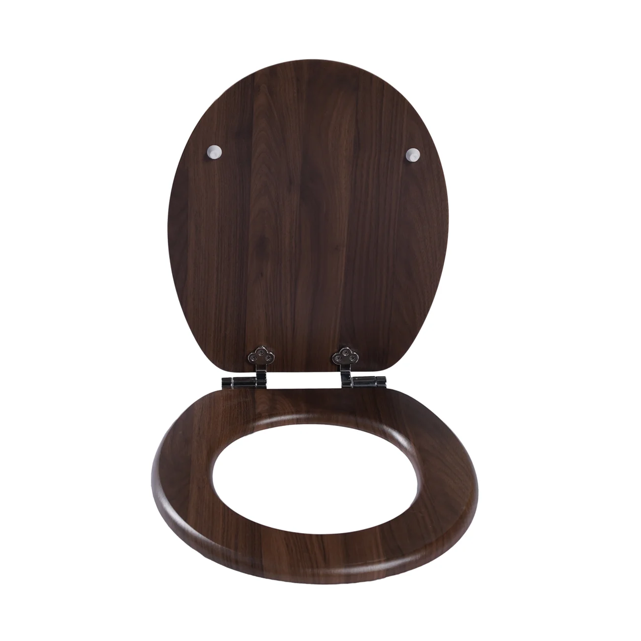 SINOBATH Universeller Toilettendeckel mit Absenkautomatik, WC-Sitz aus Holz, MDF-Toilettendeckel, Tragfähigkeit bis 190 kg, Zinklegierungsscharnier, antibakteriell und leicht zu reinigen, geeignet für 18-Zoll-Toiletten – Detail 8