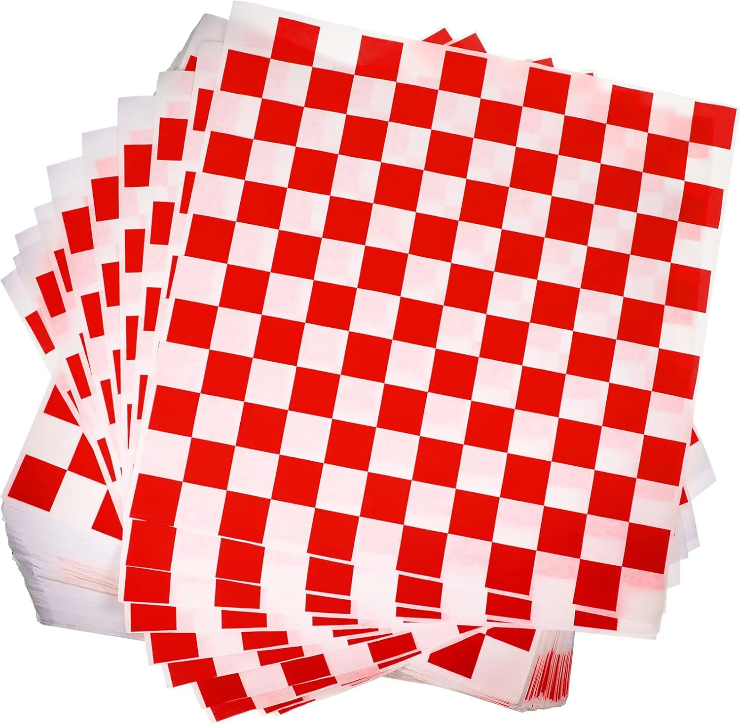 

600 Pcs Sandwich Wrapping Paper Sheet 15x15 Checkered Food Wax Sheets Parchment Burgers Paper Basket Liner Grease Restau