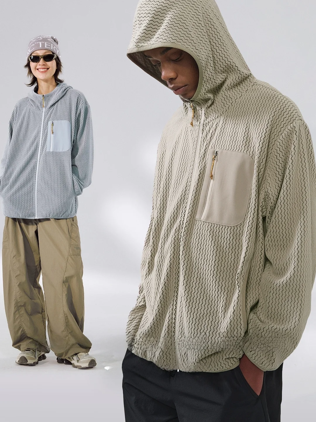 

Мужская ветрозащитная куртка с воротником на молнии и волнообразным узором, новая зимняя коллекция 2025, дизайн Bata Wave, длинный рукав, стандартный крой, размер M