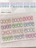 1-12pcs WS Spring Summer Hot Selling Blue Pink Purple Green Glass Bead Cat Eye Gel Nail Polish 2025 Nail Art Nail Supplies