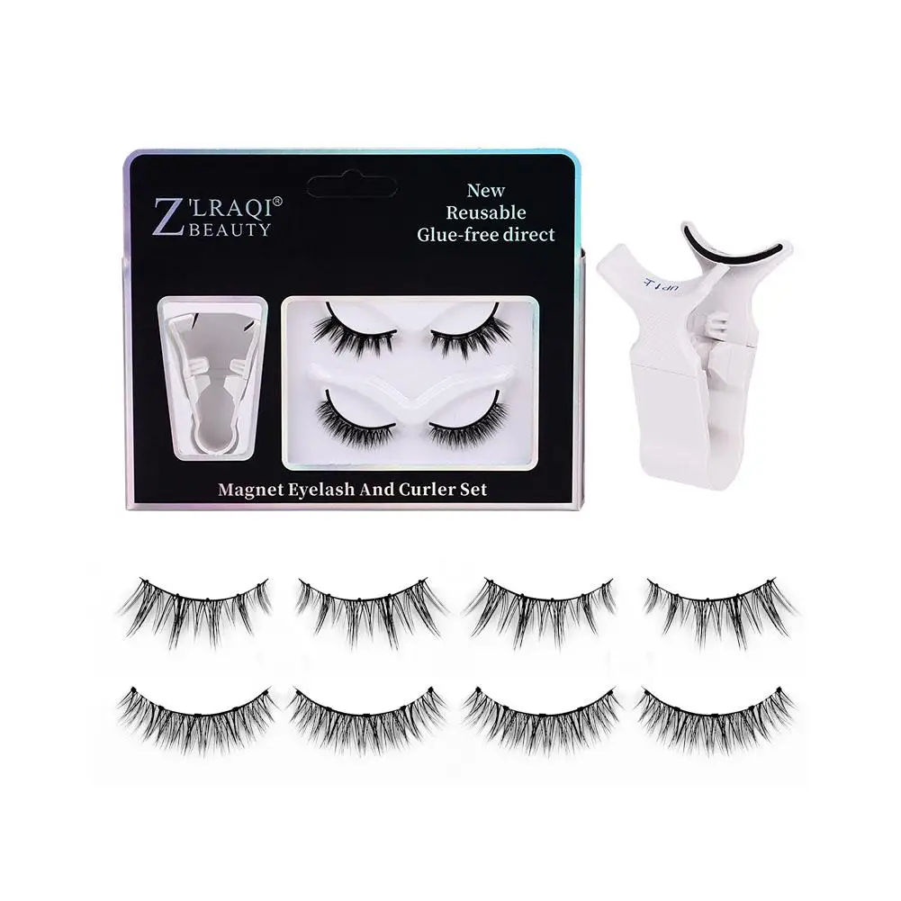 Magnetische Wimpern natürliches Aussehen wieder verwendbare magnetische Wimpern mit Applikator 2 Paar Wimpern verlängerung falsche Wimpern für Frauen j2p8