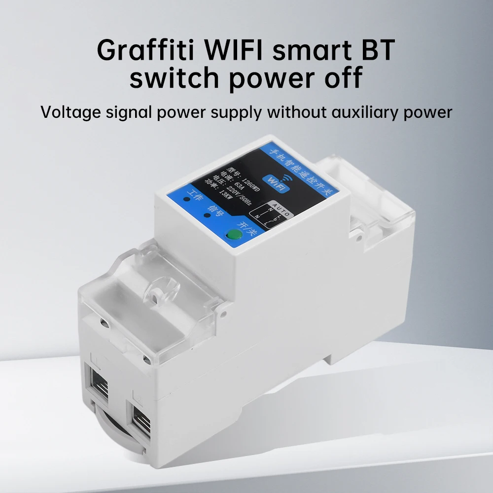 AC220V Smart Circuit Breaker Power Metering 1-63A Wireless Remote Control Switch Intelligent Circuit Breaker Suitable for Tuya