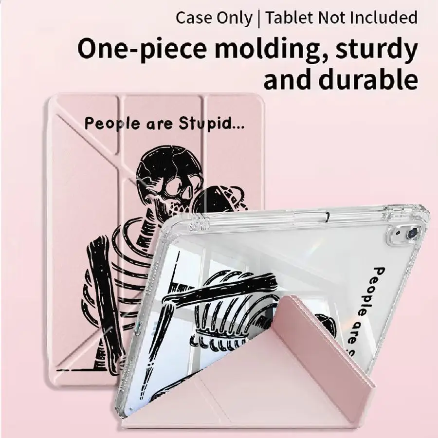 Skeleton Drinking Water Y-Fold Holder Cover Tablet Case For iPad Air 4 5 M3 M2 1 2 M4 11inch Mini 6 7 Pro 11th 10th 9th 8th 7th