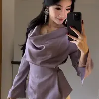Silk Satin Basic Blouse Women Luxury Elegant Flare Long Sleeve Shirt Lady Bandage Tunic Top Korean Office Casual - Image 5