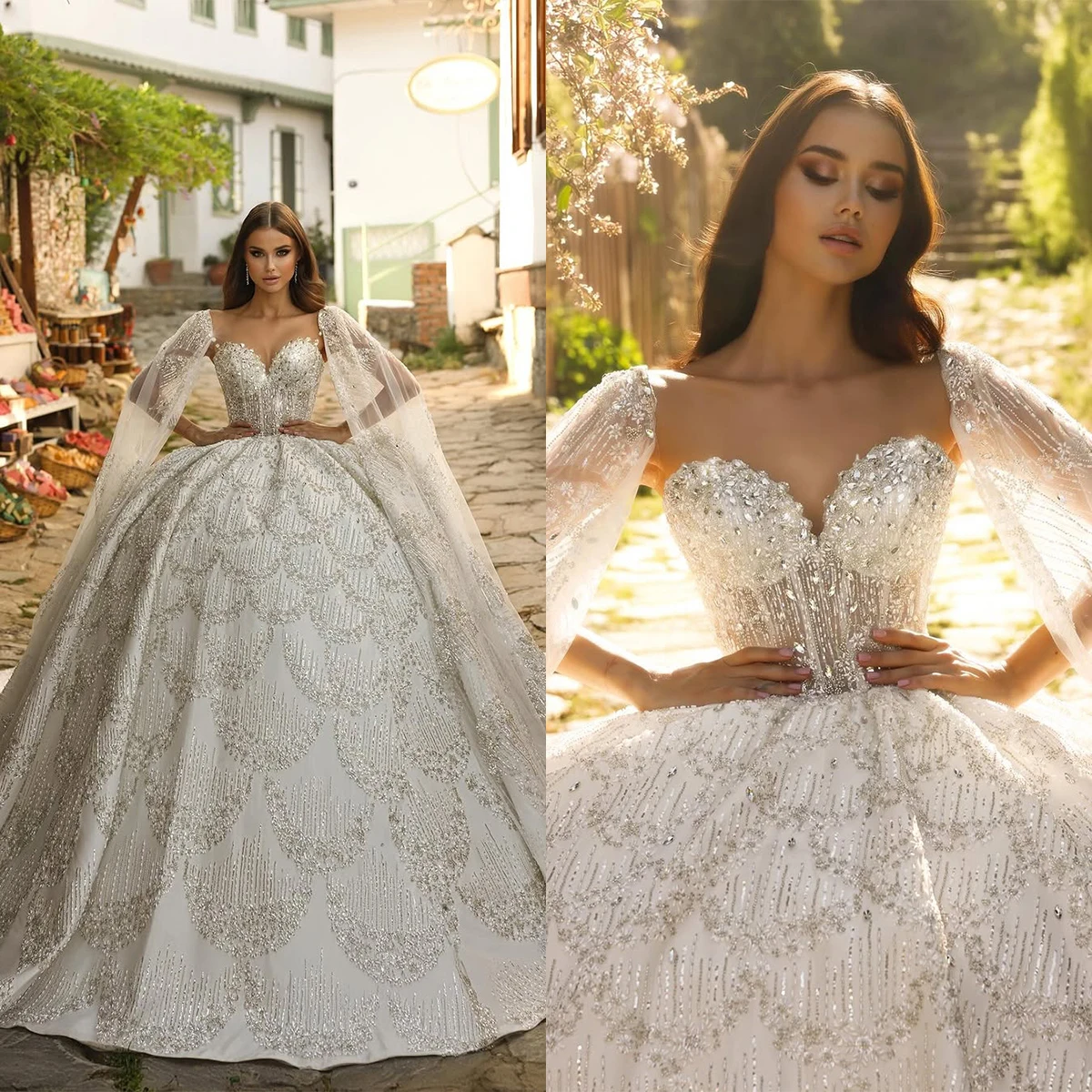 

Современные свадебные платья с блестками, без бретелек, свадебные бальные платья с кристаллами, расшитое бисером платье принцессы невесты, Vestidos De Novia