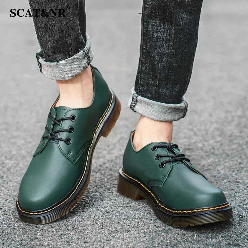 Spring New Thick Bottom Men'S Shoes Outdoor Safety Outsole Leather Work Wedding Casual Shoes Casual Oxford Lace Up Shoes