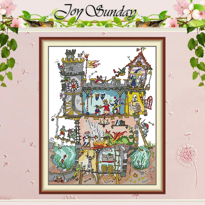

Crossing the Castle Patterns Counted Cross Stitch Set DIY 11CT 14CT 16CT Stamped DMC Cross-stitch Kit Embroidery Needlework