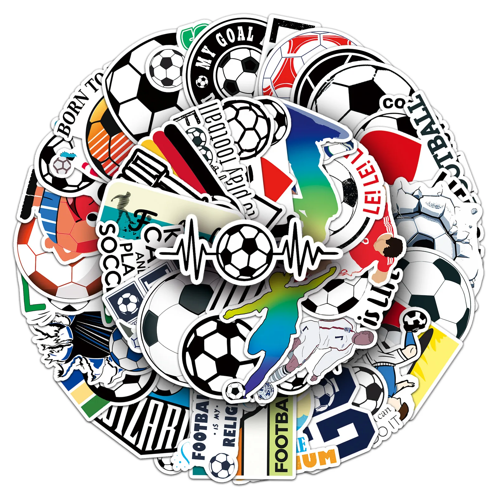 50PCS Football Sports Stickers English Slogans Can Decorate Helmets Guitar Water Cup Headphones Waterproof Stickers Kids Toy