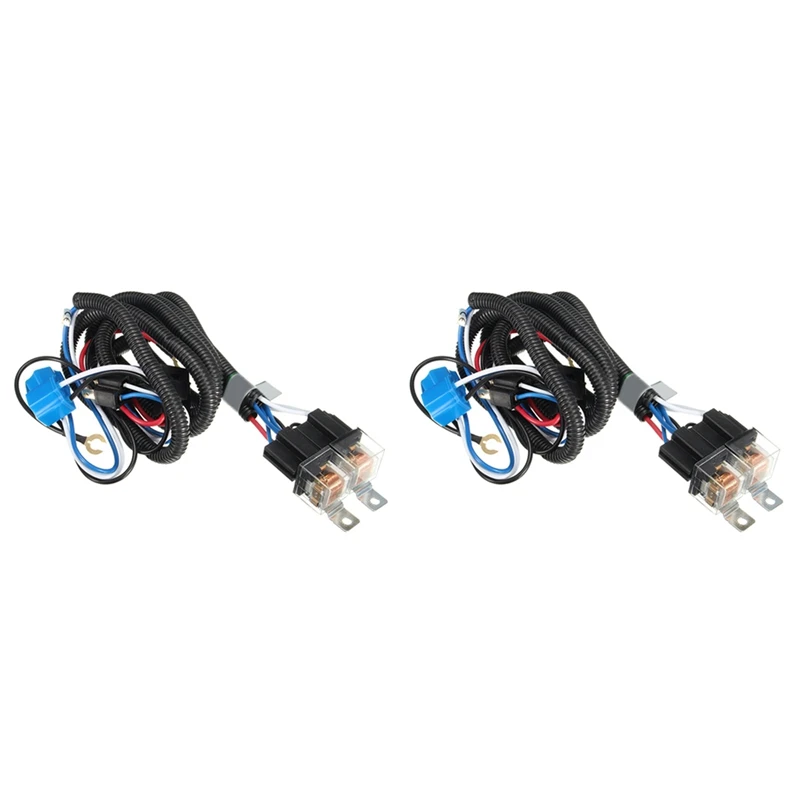 

2X H4 Negative Switched LED Headlight Lamp Bulb Relay Wiring Harness Plug Kit