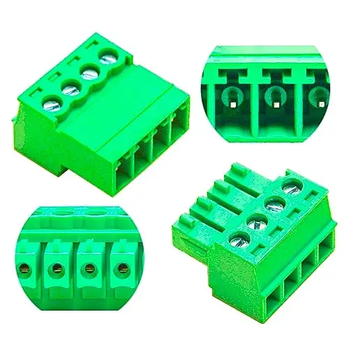 

3.81mm Male & Female 4 Pin Phoenix Connector No Soldering Green PCB Screw Terminal Block Connector (2Sets 3.81MF-4Pin)