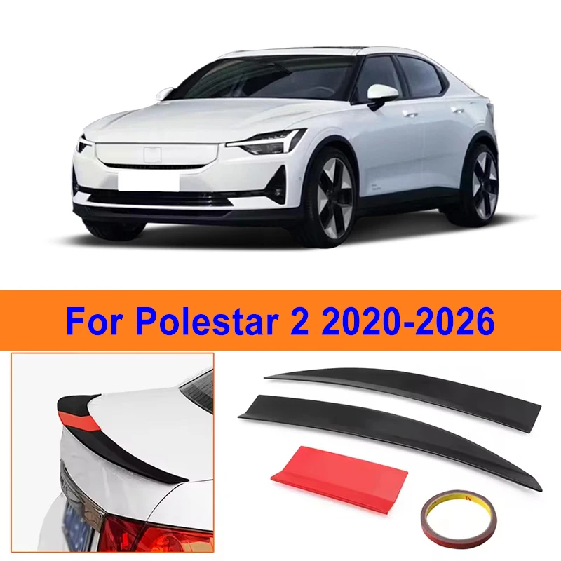 

For Polestar 2 2020-2026 3-Section ABS Rear Trunk Spoiler 115-125cm Adjustable Sports Decor Top Wing Car Exterior Parts