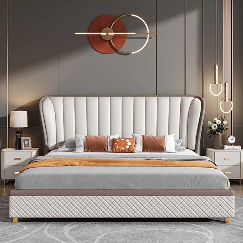 

Replica Aesthetic Double Bed Frame Wood High End King Size Frame Bed Girl Wood Master Simple Postmodern Muebles Trendy Furniture