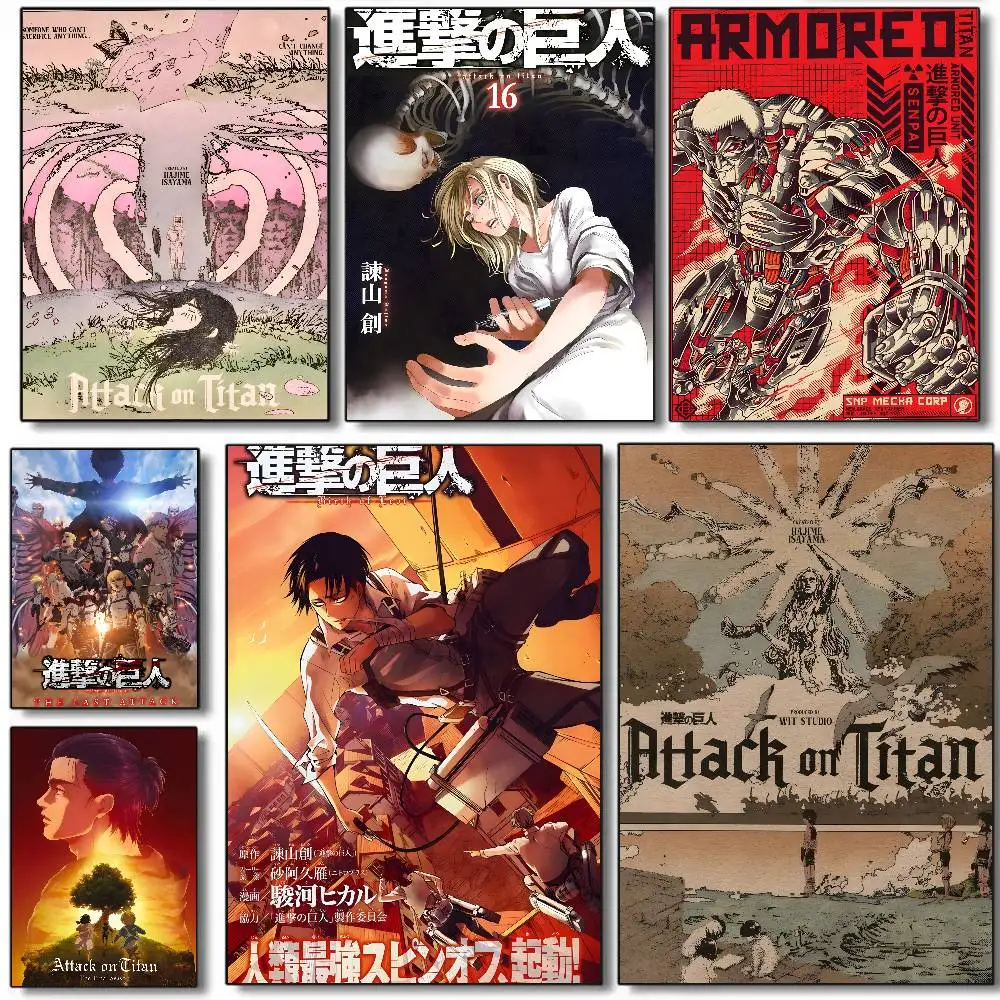 POP A-Attack On Titan Classic Vintage Poster Art HD Canvas Advanced Aesthetic Printing Paper Wall Art for Living Room Home Decor