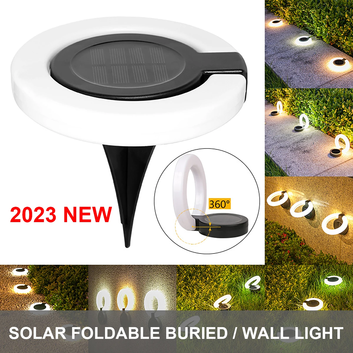 

Solar LED Foldable Buried Light Wall Light Outdoor Waterproof Courtyard Garden Lamp for Decor