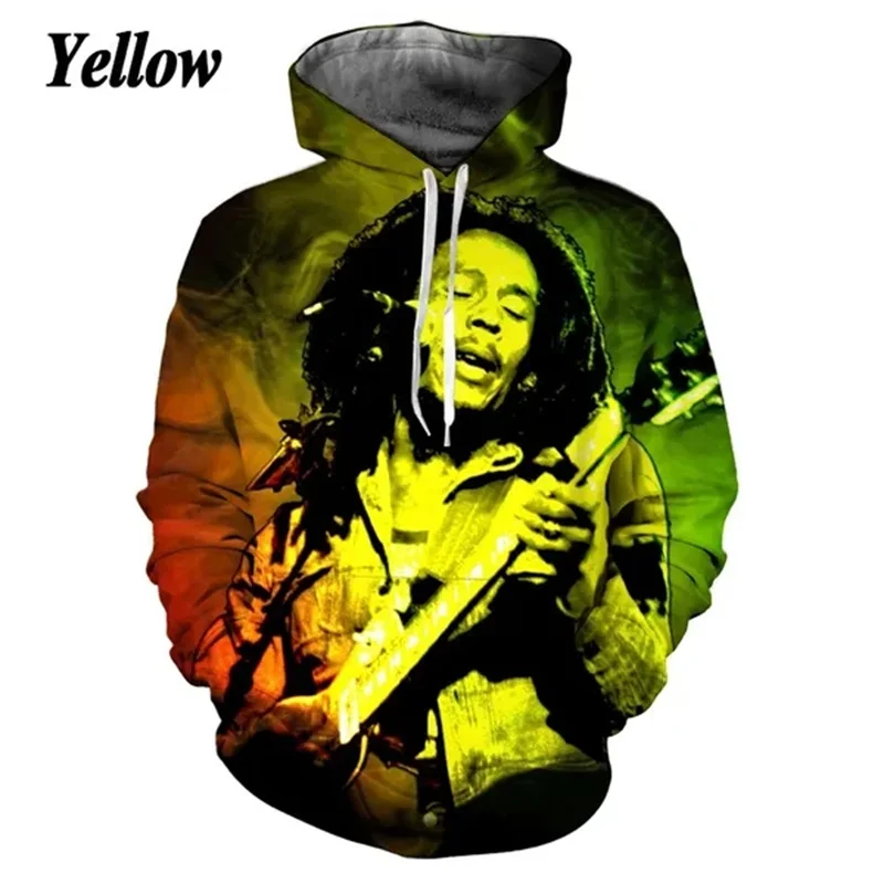 Bob Marley Raggie Hoodie For Men 3D Printed Rock Hip Hop Sweatshirt Tops Wailing Wailers Band Fashion Pullovers Streetwear