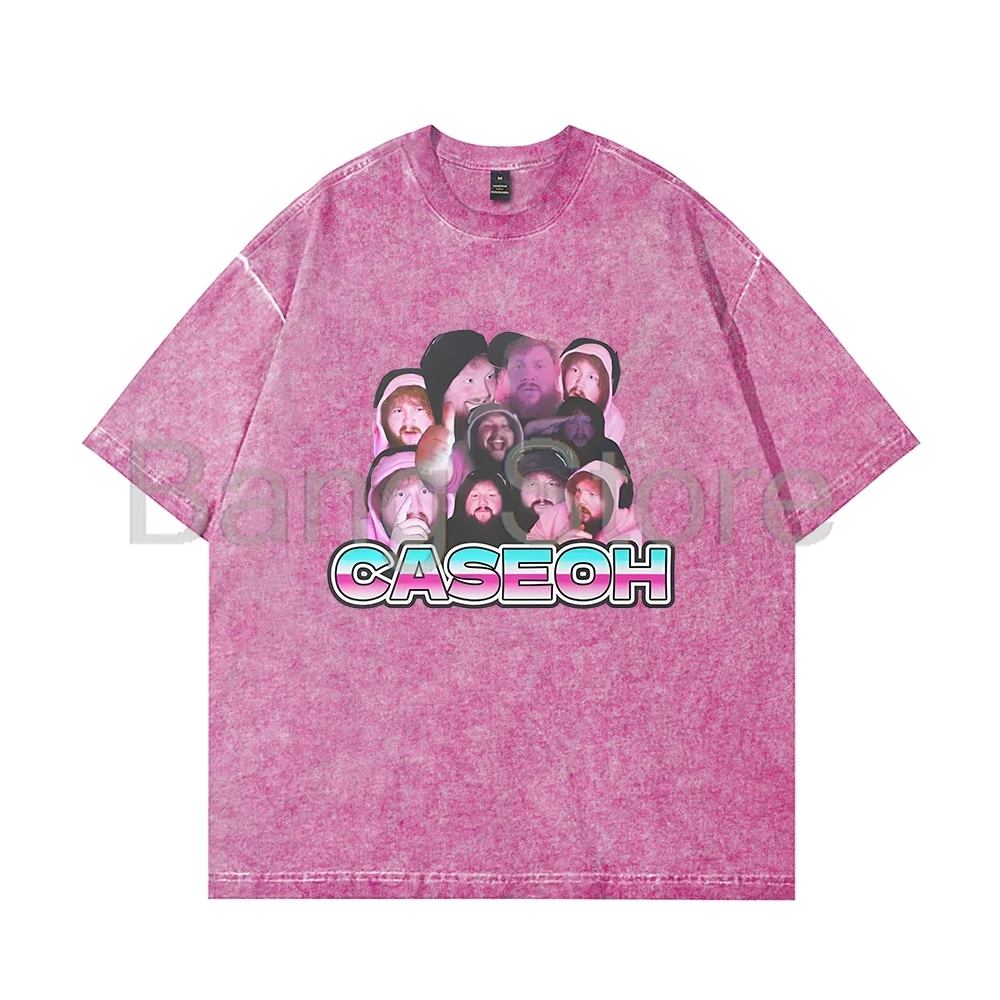 تي شيرت Caseoh Merch مضحك من القطن المغسول للجنسين برقبة دائرية وأكمام قصيرة #1