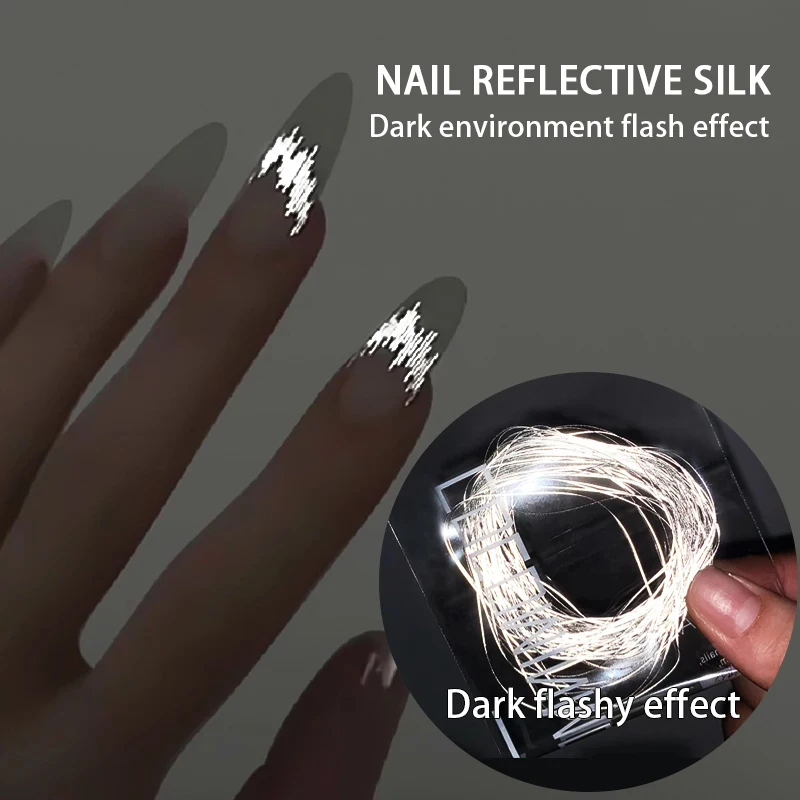 Reflective Wire Nail Charm Shiny High Gloss Nail Art Decorations Dark Flash Effect Nail Art Manicure