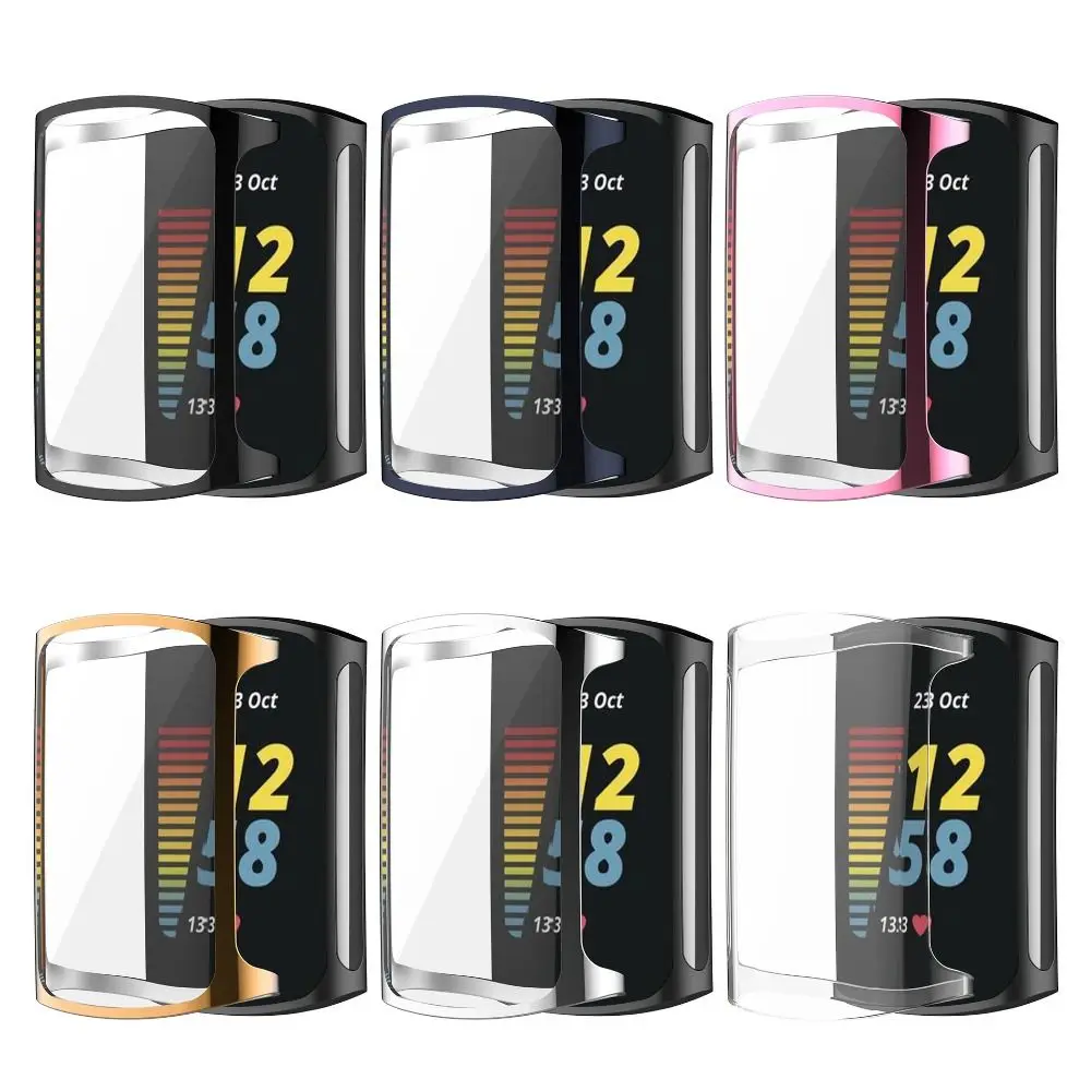 

New Full Cover TPU Case Bumper Smart Screen Protector Soft Watchband Protective Shell for Fitbit Charge 6/5