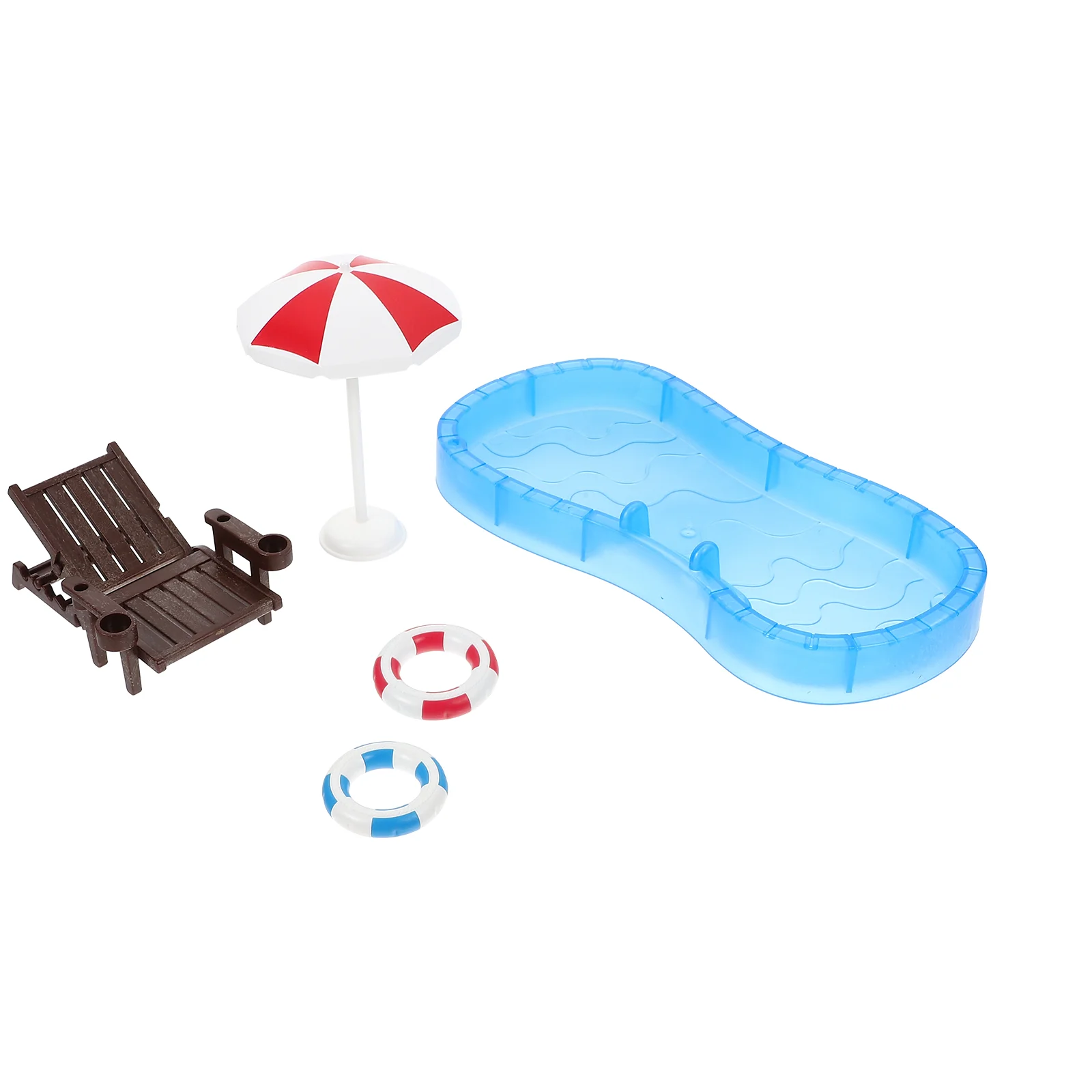

House Beach Chair Mini Scene Decor Toys Top Hat Miniature Swimming Pool Plastic Furniture Model Toddler Kids