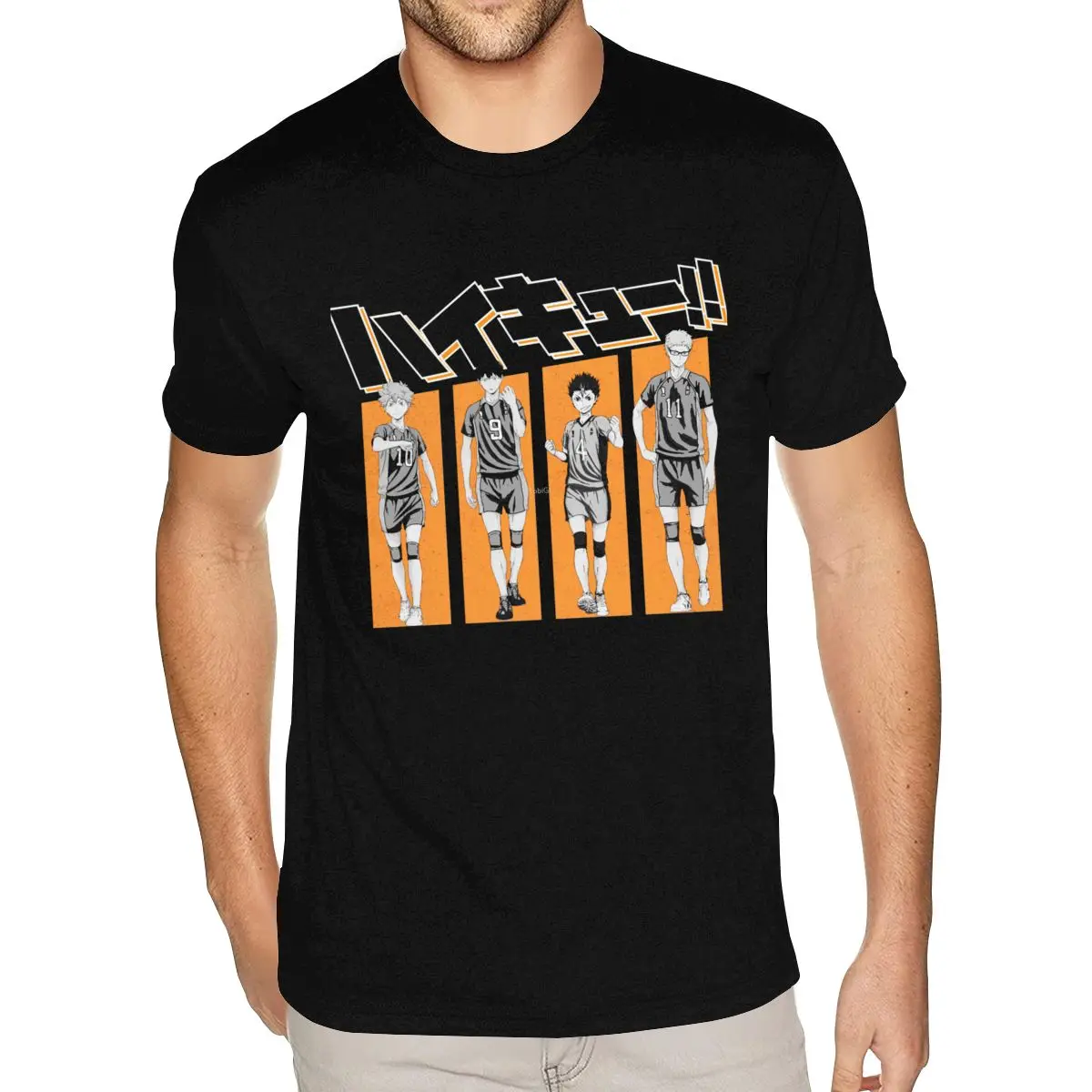 Awesome Haikyuu Anime Vintage Cotton T-shirt Custom Short Sleeve Mens Boys Small Size Black T Shirt