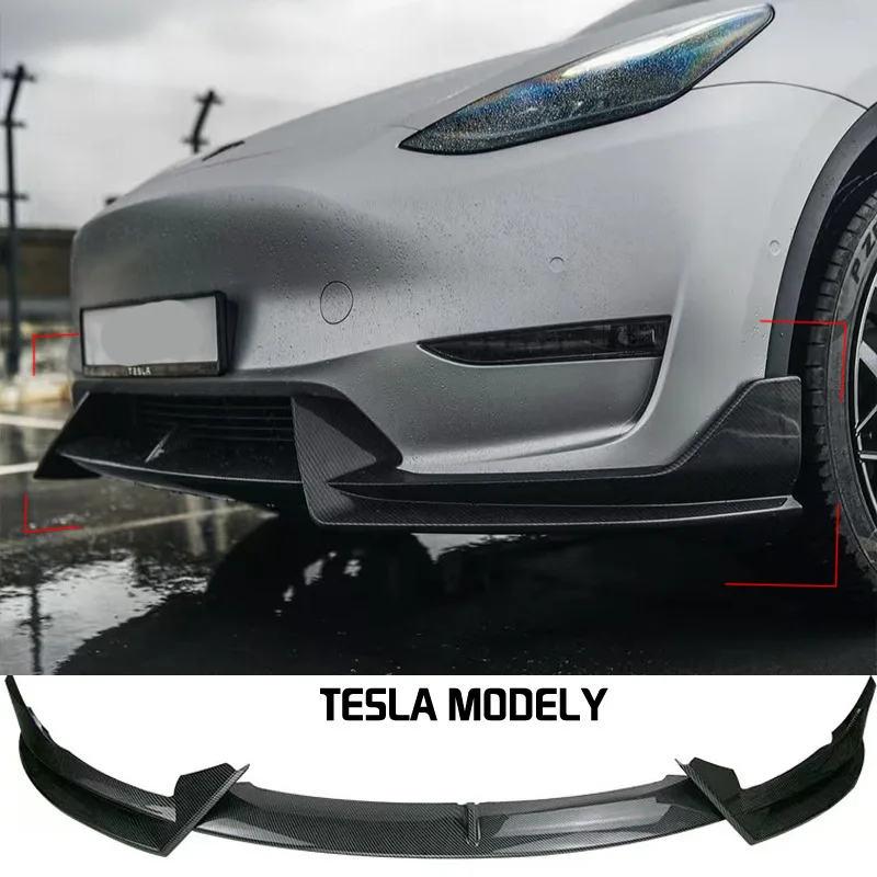 Frontstoßstangenlippe für Tesla Model 3 Model Y 2017-2025 Kinn-Spoiler Diffusor Karosserie-Kit Deflektor Tuning-Zubehör Autoteile – Detail 4