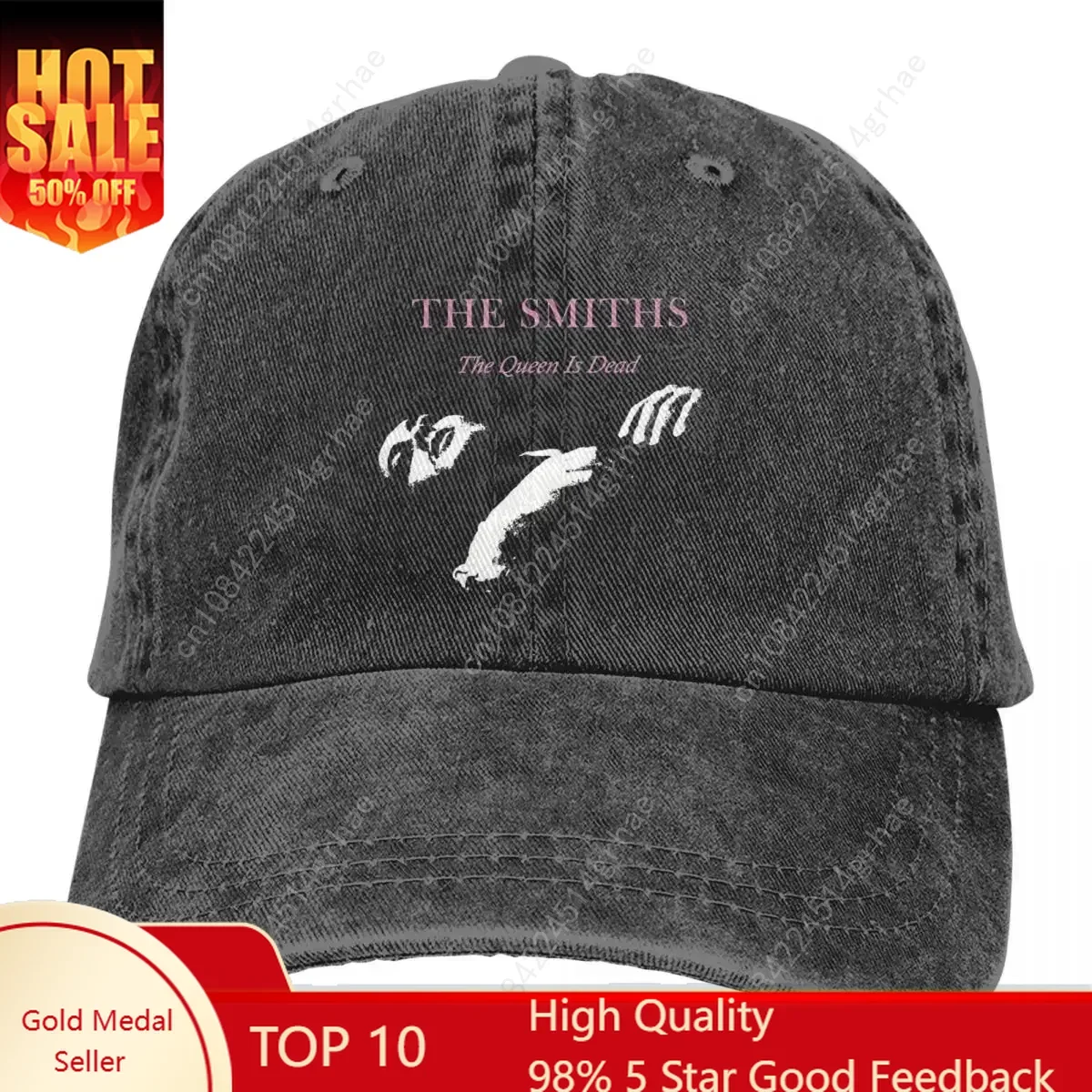 

Casual The Queen Is Dead The Smiths Band Baseball Caps Unisex Distressed Denim Headwear Outdoor Running Golf Hats Cap