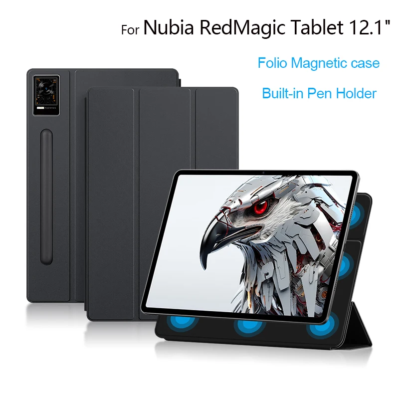 

Magnetic Tablet Case For Nubia RedMagic 12.1" 2023 Protective Cases for Red Magic PU Stand With Built-in Pencil Holder Cover