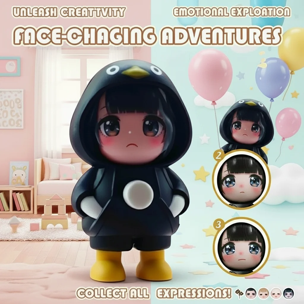 Chaveiro de Desenho Animado Gugu Gaga, Brinquedo Antiestresse Portátil Moderno com Recurso de Mudança de Rosto, Pingente de Boneca Blind Box, Presente
