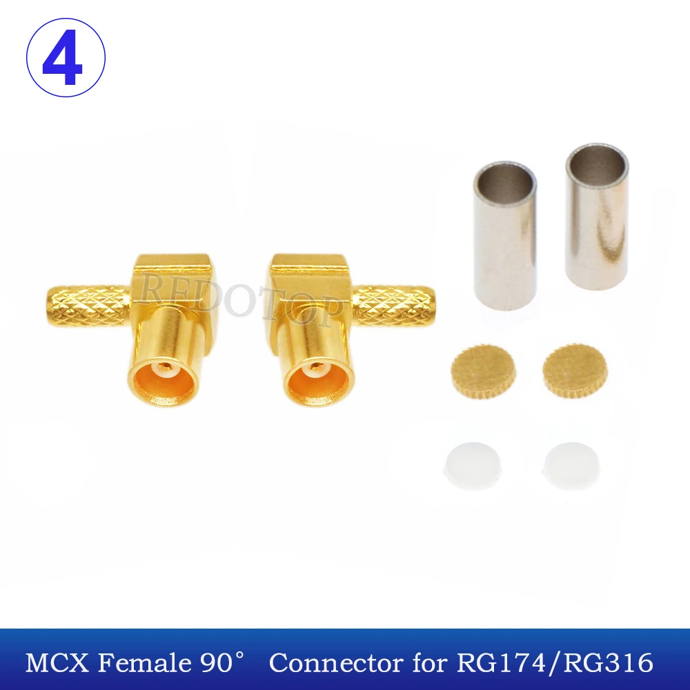 10 Stks/partij Mcx Vrouwelijke Rechte/Haakse Krimp 50ohm MCX-1.5 Type Rf Connector Voor Rg174/Rg178/Rg179/Rg316/Lmr100-kabels