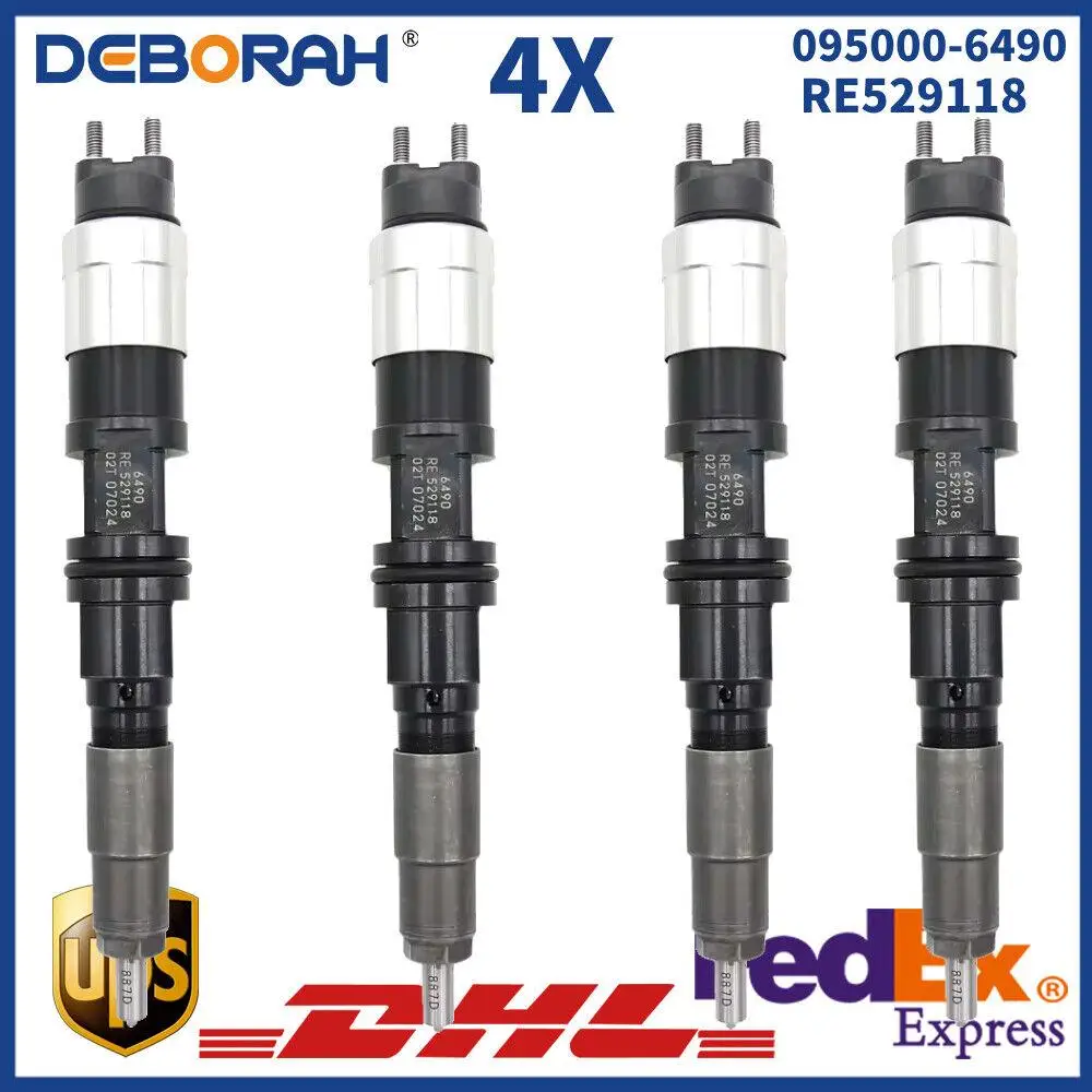 

4X Fuel Injector 095000-6490 095000-6492 DZ100217 RE529118 For JOHN DEERE D7430