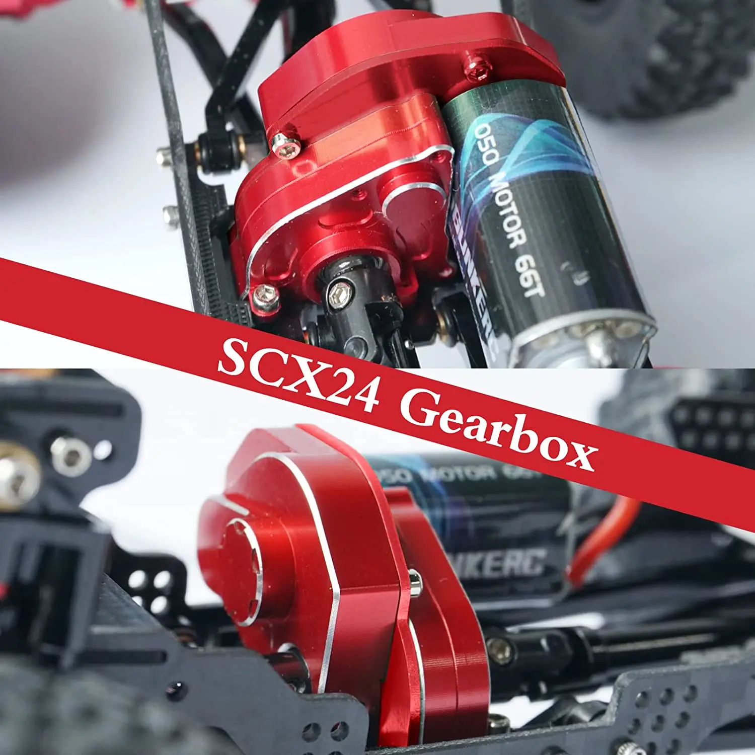 OGRC-Boîtier de transmission assemblé en aluminium, boîte de vitesses d'invitation, pièces de mise à niveau pour Axial SCX24 RC Inoler Car (rouge)