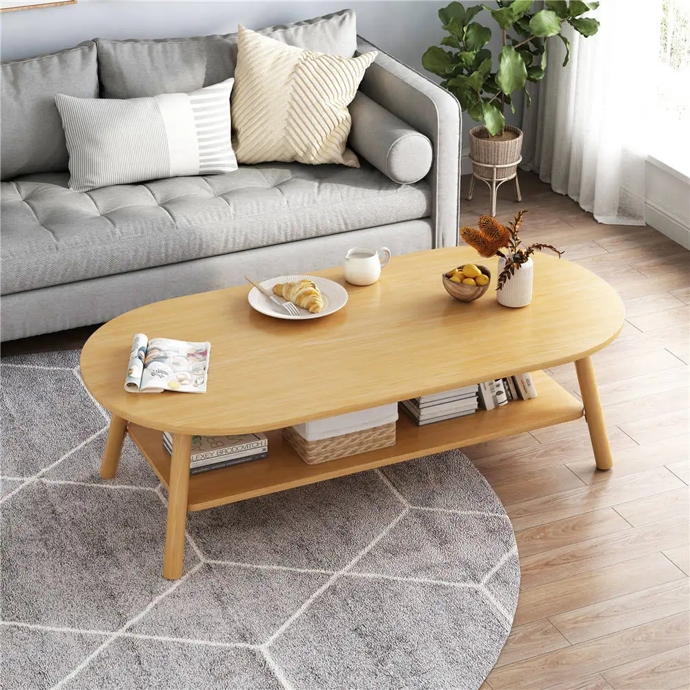 

Living room furniture Coffee table with storage rack Simple wooden table 2-layer coffee table