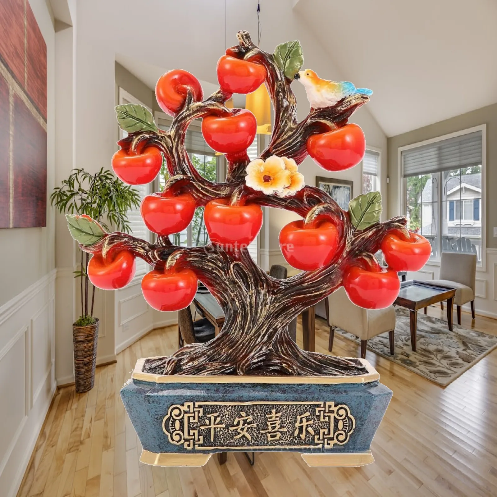 Resin Art Table Top - Apple Tree Statue Tabletop Ornament Collectible