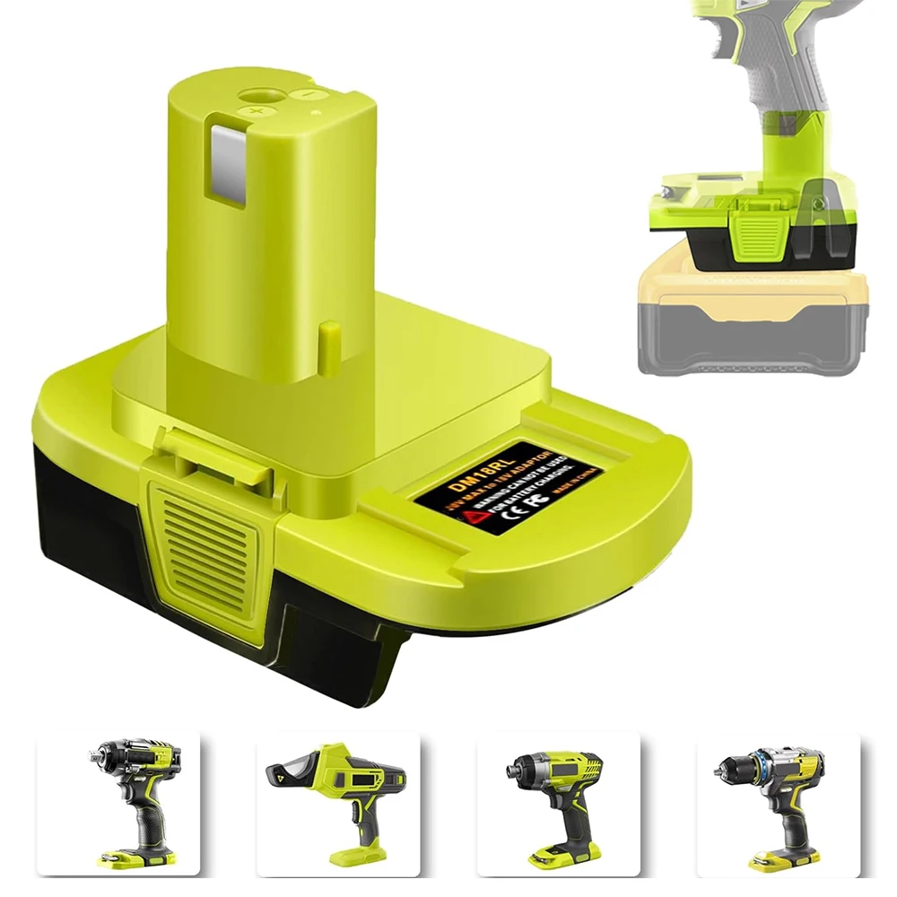 

DM18RL Battery Adapter Converter for Dewalt&Milwaukee18V Li-Ion Battery Convert to for Ryobi 18V P108 Battery Tool Drill