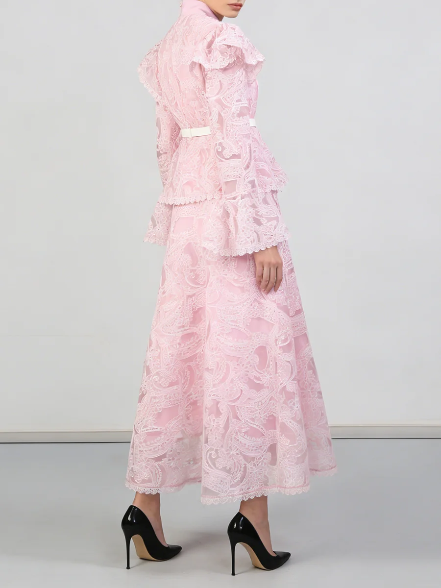 투트윈스타일 솔리드 프린팅 시스루 스플라이스 벨트 패션 드레스 여성용 라운드넥 긴팔 패치워크 버튼 드레스