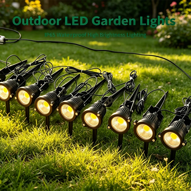 Outdoor Lawn Lamp IP65 Weatherproof 2M Connecting Wire Linking Cable 6/8 In 1 AC/DC Universal Voltage Garden Path Ground Light
