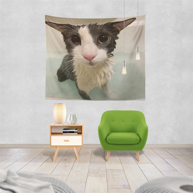 Gaslight Gatekeep Girlboss Soggy Cat Tapestry Wall Hanging Art for Bedroom Living Room Decor Home Decoration