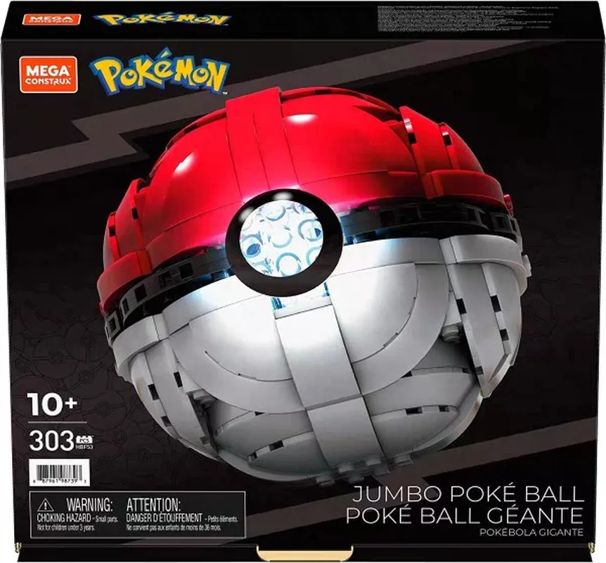Mega Bloks Pokemon Poke Ball Assembly Model Kit Action Figures Can Emit Light Desktop Ornament Boys' Puzzle Toy Collectible Gift