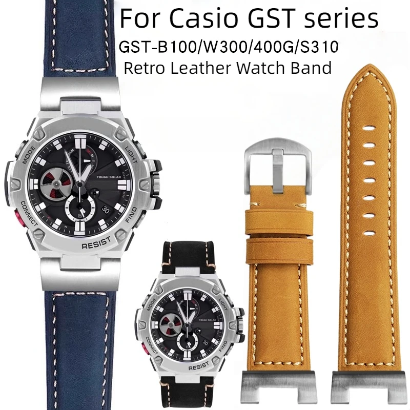 

Матовый ремешок для часов из воловьей кожи в стиле ретро для Casio G-Shock GST-210 GST-W300 GST-400G GST-B100 S100D/S110D/W110, мужской кожаный ремешок, браслет