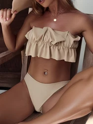 Traje de Baño Bikini de Dos Piezas sin Tirantes para Mujer, Modelo 2026, Ropa de Baño Femenina para Playa