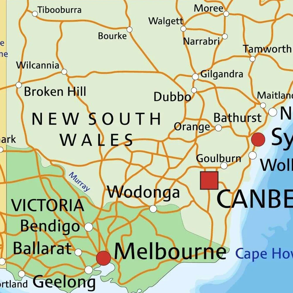 84*59 cm Australia mapa polityczna mapa drogowa mapa tras na ścianę plakat artystyczny na płótnie malarstwo dekoracja wnętrz przybory szkolne dla dzieci