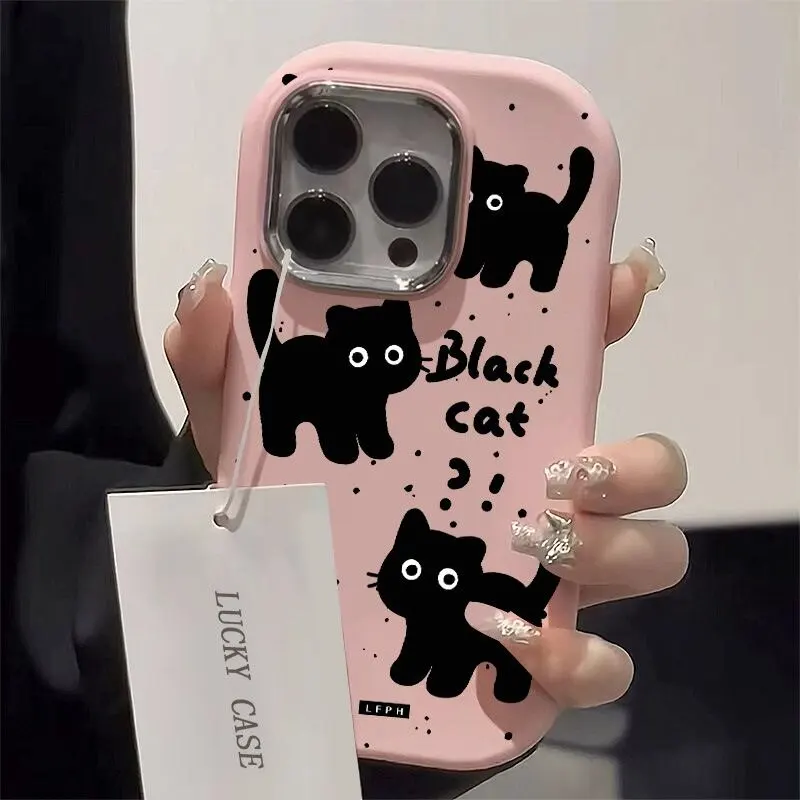 Cute Black Cat Soft Phone Case For Samsung S24 S23 S22 Plus Ultra S23FE S20 S21FE A53 A32 A51 A71 A31 A02 A24 Note 20Ultra Cover