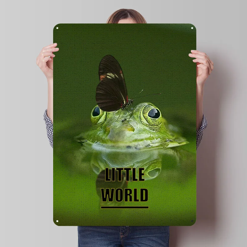 

Frog and Butterfly: Little World Metal Poster Retro Tin Signs Home Decor Custom Vintage Metal Sign for Wall Art Decoration Items