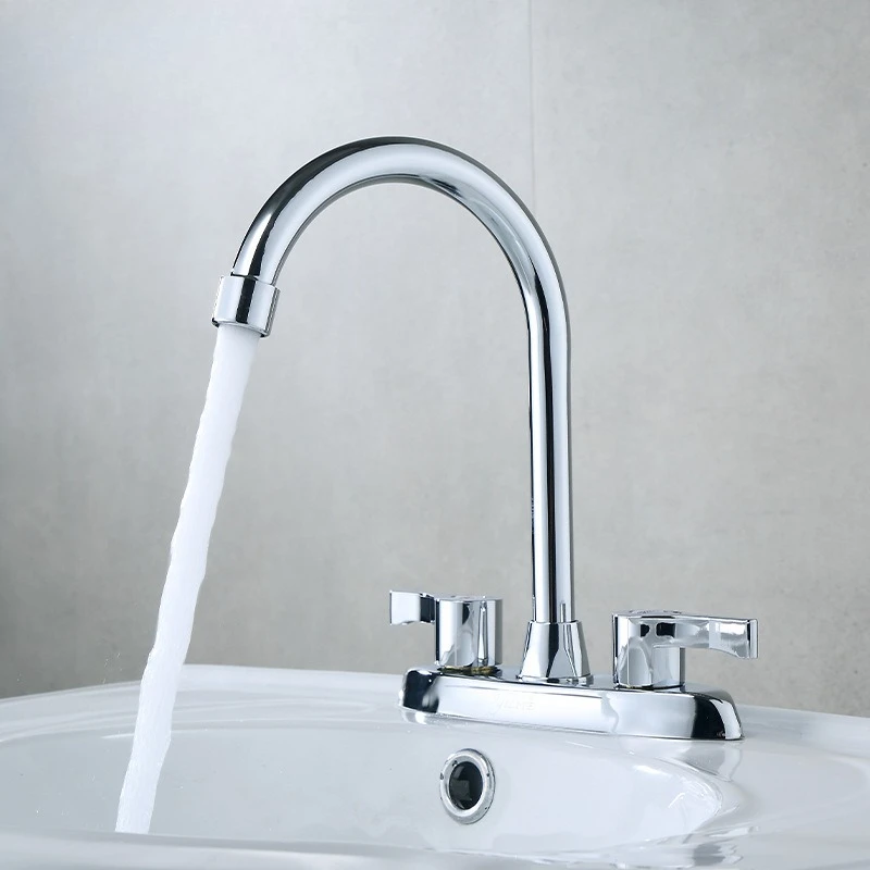 

Copper Wash Basin Sink Faucet Hot and Cold Dual Hole Countertop Basin Sink Faucet Bathroom Hot and Cold Water Faucet