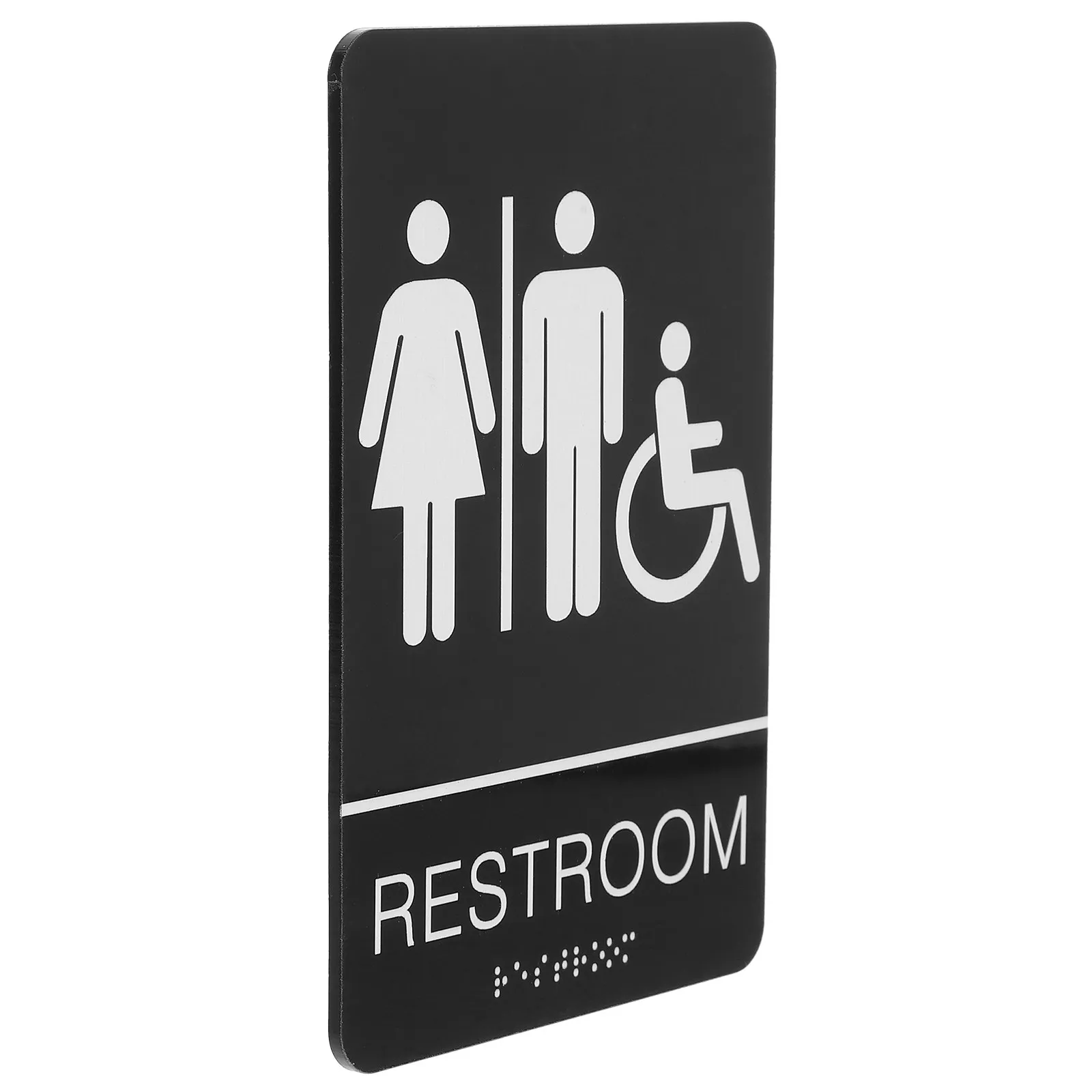 Acrylic Unisex Restroom Sign Self-Adhesive Bathroom Door Sign Office Commercial Use Blind Text Tactile Toilet Signboard