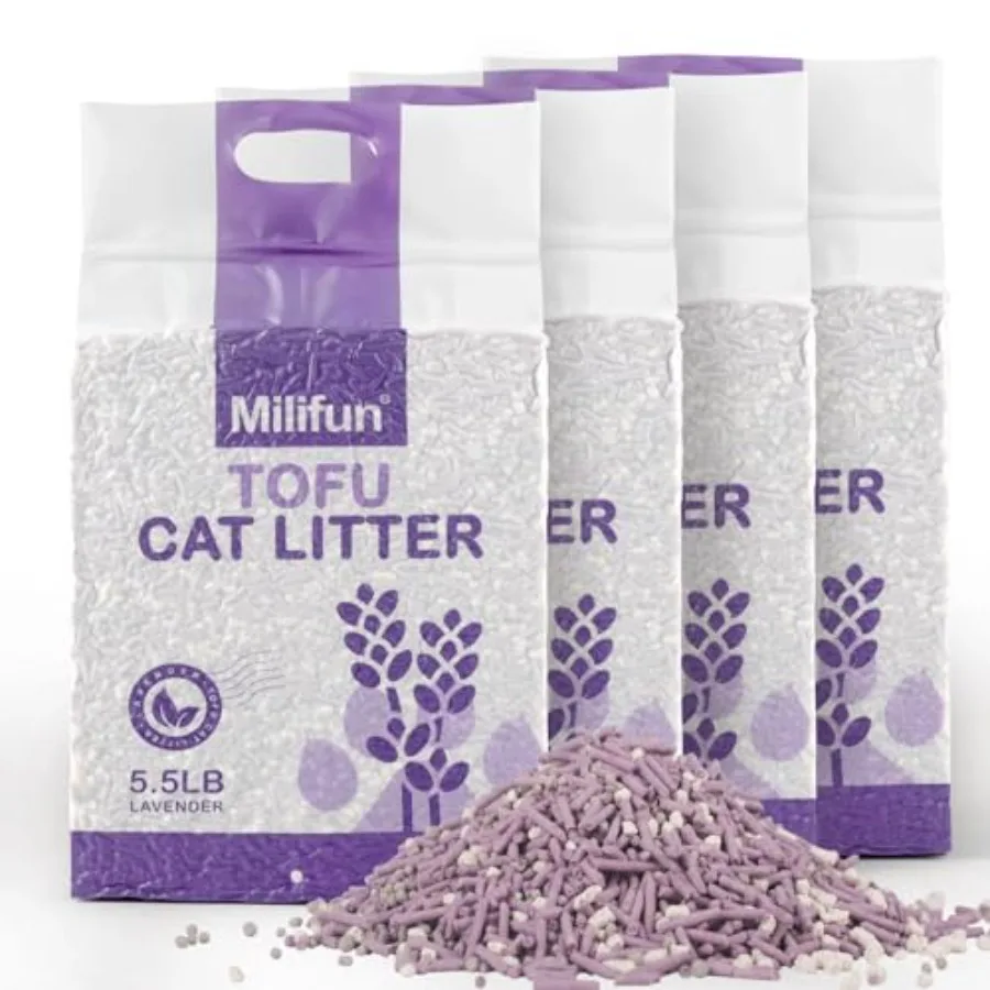 

Tofu Cat Litter Dust-Free Kitty Litter Ultra Absorbent Clumping Cat Pellet Litter Fast Drying Lavender Odor Control Less Scatte